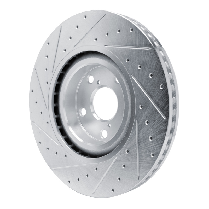 Lexus GS450H Brake Rotor (1) - Front - R1 Concepts - Drilled & Slotted - Silver - `11-`25